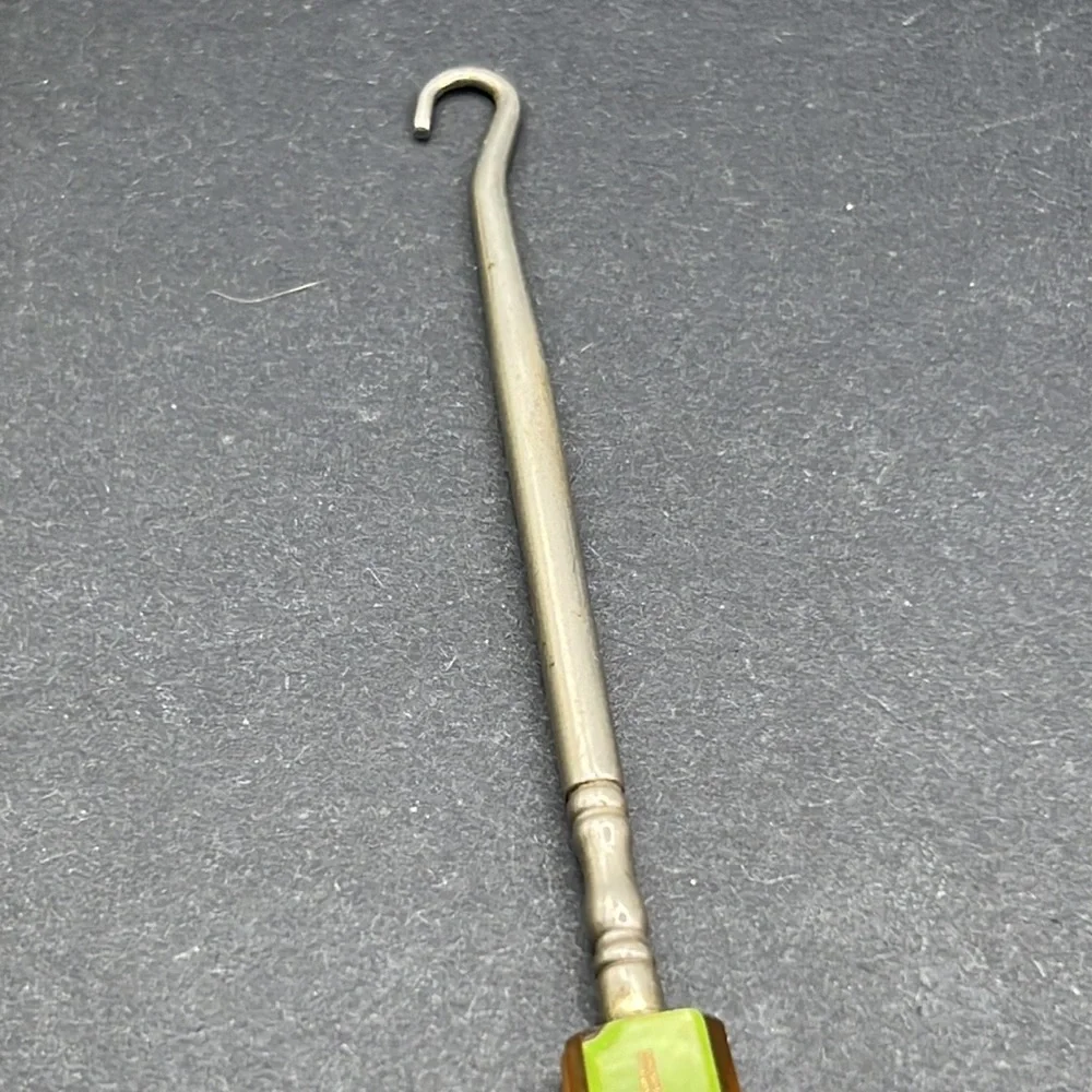 Vintage celluloid button hook, trinket boxes